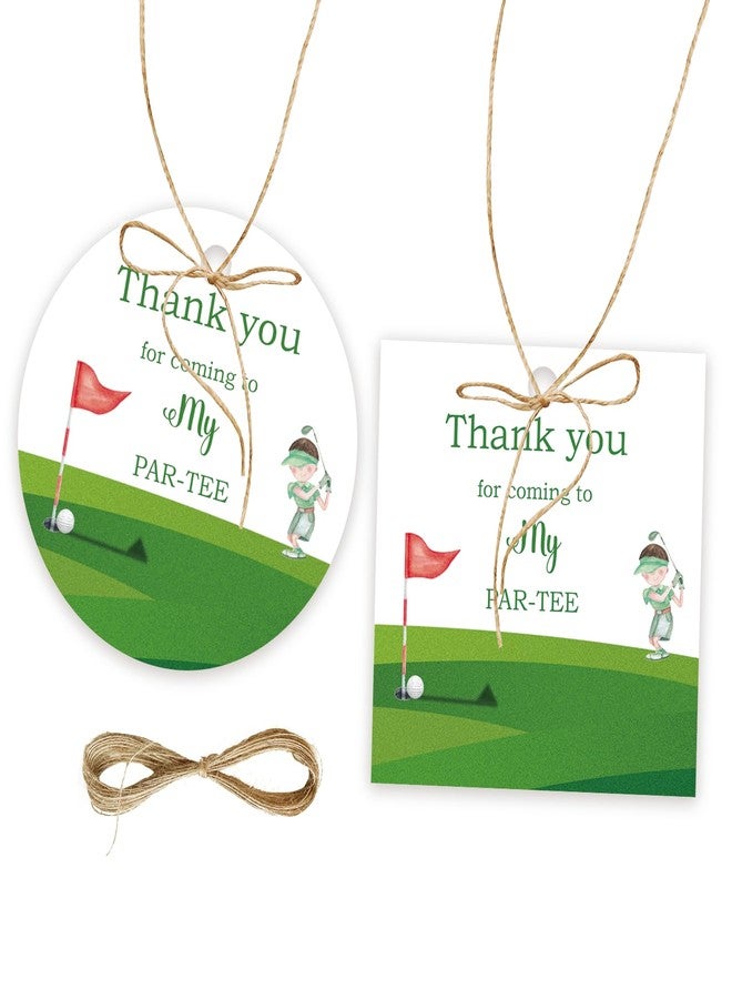 FORSHEEP 50pcs Golf Thank You Tags, Golf Sport Gift Tag with String for Birthday Party, Round Thank You Paper Tags for Birthday/Gender Reveal Party Favors - Image 1